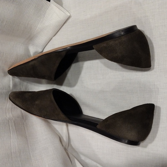 Vince Dark Green Nina D'orsay Suede Flats Women's Sz 7.5-Casual Academia Career - Picture 7 of 10